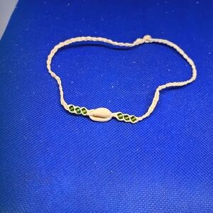 Elegant Handmade Shell and Green Bead Bracelet, Can Be Made Bigger Or Smaller.